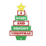 Decoratiune Luminoasa Craciun Merry Christmas, 23cm, Multicolor, LED, Baterii, Ornament Brad, Idei