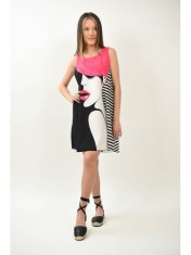 ROCHIE SCURTA FARA MANECI PINK LIPS MULTICOLORA TALIE UNICA Multicolora