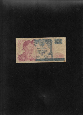 Rar! Indonezia 50 rupii rupiah 1968 seria052262 foto
