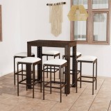 VidaXL Set mobilier bar de grădină cu perne, 7 piese, maro, poliratan