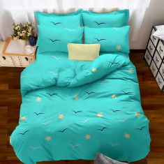 Lenjerie de pat pentru o persoana cu husa elastic pat si fata perna dreptunghiulara, Ubud, bumbac mercerizat, multicolor