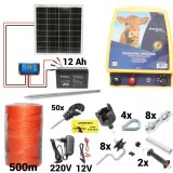 Kit pachet gard electric 12 Joule 12 220V panou baterie 12ah fir 500m + accesorii (BK87122-500-04-30w-12ah), Breckner Germany