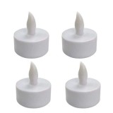 Cumpara ieftin Set 4 lumanari LED albe 4.1 x 3.9 cm, iluminare galbena cu efect de flacara, 12 baterii LR41 AG3 incluse, pentru amenajare masa, casa si petreceri