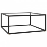 vidaXL Măsuță de cafea, negru cu sticlă securizată, 80x80x35 cm