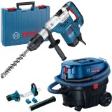 Bosch GBH 5-40 DCE + GDE MAX + GAS 12-25 PL - Rotopercutor SDS-Max 1150 W 8.8 J valiza plastic + Adaptor aspirare scule electrice + Aspirator umed-usc