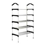 Raft incaltaminte, Home, Polipropilena/Fier, 5 rafturi, 58 x 26 x 102 cm, Negru/Argintiu