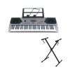 Orga electronica si stativ DEPOX&reg;, intrare USB, mini-microfon, suport partitura inclus, argintiu