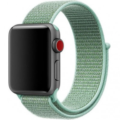 Curea iUni compatibila cu Apple Watch 1/2/3/4/5/6/7, 44mm, Nylon Sport, Woven Strap, Soft Green foto