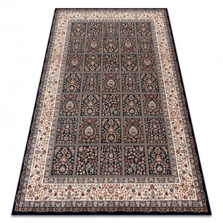 Covor L&acirc;nă NAIN Flori, cadru 1181/51011 albastru inchis / bej, 240x340 cm