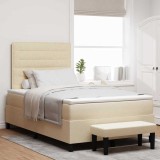 vidaXL Pat cu arcuri cu headboard Crem 120 x 200 cm țesătură 3343986