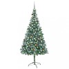 Brad Craciun artificial pre-iluminat globuri/conuri pin 210 cm