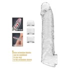 Prelungitor Penis Silas +7.5 cm cu 3 Accesorii Detasabile, TPE, Transparent