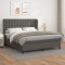 vidaXL Pat box spring cu saltea, gri, 160x200 cm, piele ecologică 3129043