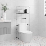 Etajera WC 2 Polite Neagra 53.5x28x143cm Fier, Raft Baie, Suport Depozitare, Economie Spatiu, Organizator Baie