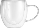 Set 2 cani termo MagicHome din sticla borosilicata, perete dublu, 190 ml