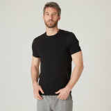 Tricou Slim 500 Fitness Negru Bărbați, Domyos