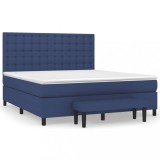 Cumpara ieftin Pat continental cu saltea, albastru, 160x200cm, material textil