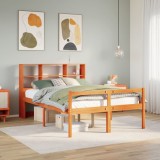 VidaXL Pat cu bibliotecă fără saltea maro ceruit 150x200 cm lemn masiv 3322035
