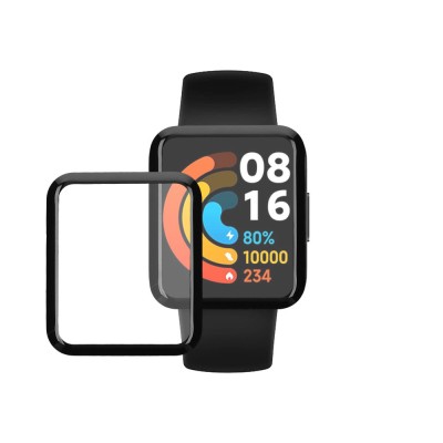 Set 2 Folii de protectie Kwmobile pentru Xiaomi Poco Watch, Transparent/Negru, Polimer, KWM000024WW001C foto