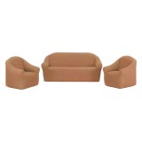 Cumpara ieftin Huse Elastice si Creponate fara Volane, Canapea 3 Persoane + 2 Fotolii, Coniac Bej - HF04