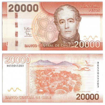 CHILE █ bancnota █ 20000 Pesos █ 2015 █ P-165f █ UNC █ necirculata foto