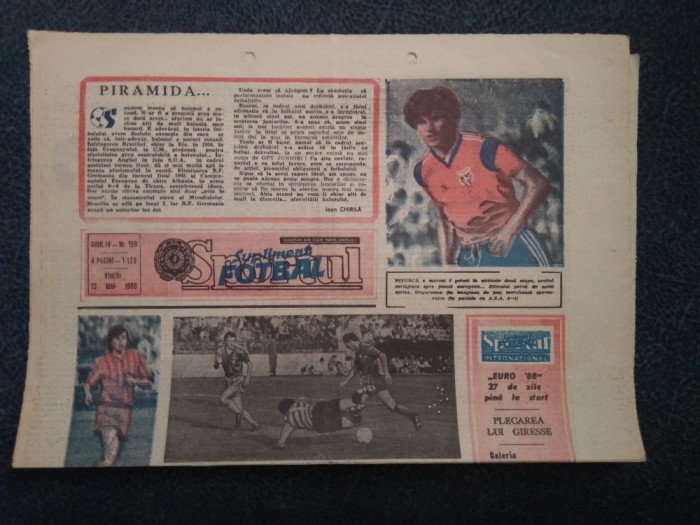 ZIARUL SPORTUL SUPLIMENT FOTBAL 13 MAI 1988