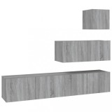 Cumpara ieftin Set dulapuri TV, 4 piese, gri sonoma, lemn prelucrat