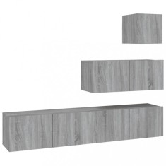 Set dulapuri TV, 4 piese, gri sonoma, lemn prelucrat