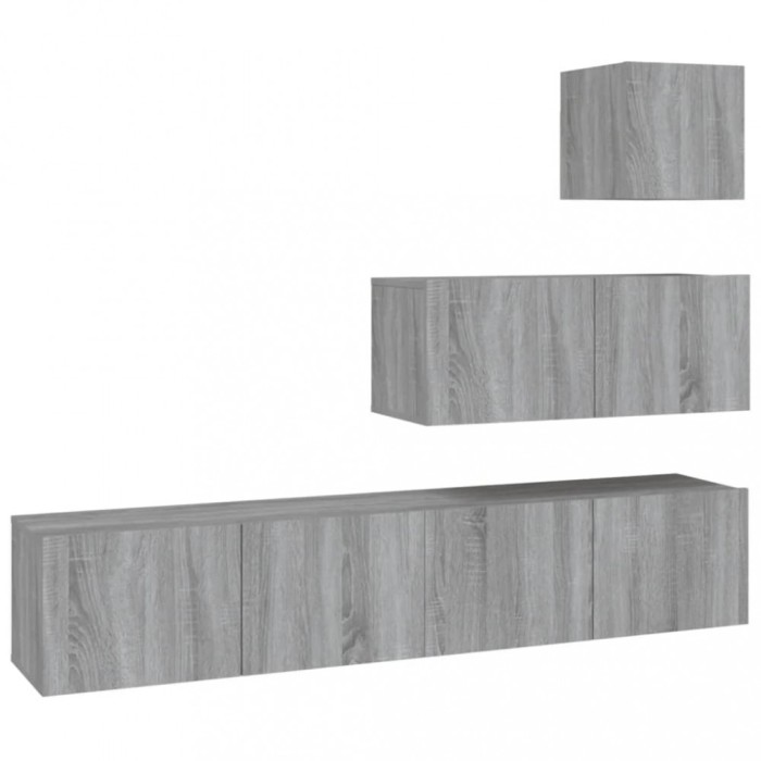 Set dulapuri TV, 4 piese, gri sonoma, lemn prelucrat