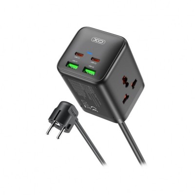 Prelungitor XO Design WL24, 2 x Priza, Negru foto
