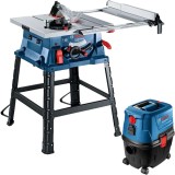 Bosch GTS 254 + GAS 15 PS - Fierastrau circular de masa 1800 W 254 mm + Aspirator umed-uscat 1100 W 270 mbar 15 l priza scule electrice