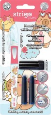 Stilou Strigo cu Cerneala care se sterge + 2 Rezerve + Dispozitiv Curatare Penita, Capybara Roz