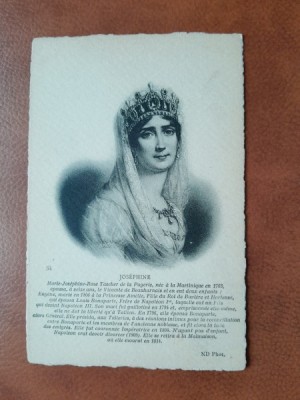 Imparateasa Josephine, gravura alb negru tip carte postala foto