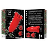 Stimulator clitoris MIA SICILIA Double Pleasure, cu funcție de vibrație și mușcătură, &icirc;n formă de trandafir, roșu