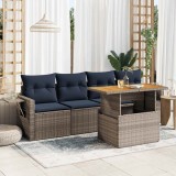 Gossi set canapea de gradina cu perne, 5 piese, gri, poliratan