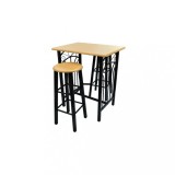 Cumpara ieftin Set Masa Bucatarie Mic Dejun Aramiu cu 2 Scaune, Cadru Otel Negru, 72.5x55x82.5 cm, Compacta, Economie Spatiu