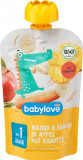 Babylove Pouches de mango cu banană și morcov ECO, 12+, 100 g