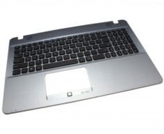 Tastatura Laptop Asus VIVOBOOK F541UJ Neagra Layout UK-US Cu Palmrest Argintiu Fara Iluminare foto