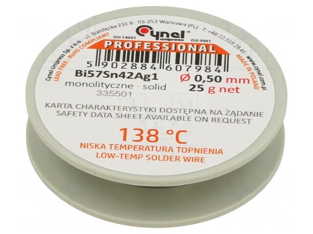 S&acirc;rmă de lipit fără plumb 0,5mm 25g Bi57Sn42Ag1