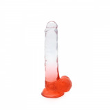 Dildo Realist cu Ventuza Cox Color Clear/Red 22.5 cm