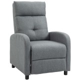 HOMCOM Fotoliu Reclinabil 155&deg; max &icirc;n Țesătură cu Efect de In Gri cu Suport pentru Picioare, 67x87x98 cm | Aosom Romania