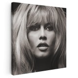 Tablou Brigitte Bardot, actrita, alb, negru 1509 Tablou canvas pe panza CU RAMA 40x40 cm