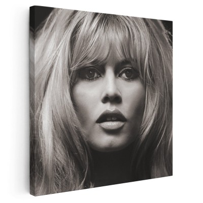 Tablou Brigitte Bardot, actrita, alb, negru 1509 Tablou canvas pe panza CU RAMA 80x80 cm foto