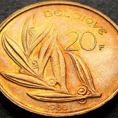 Moneda 20 FRANCI - BELGIA, anul 1980 * cod 5279 A = excelenta
