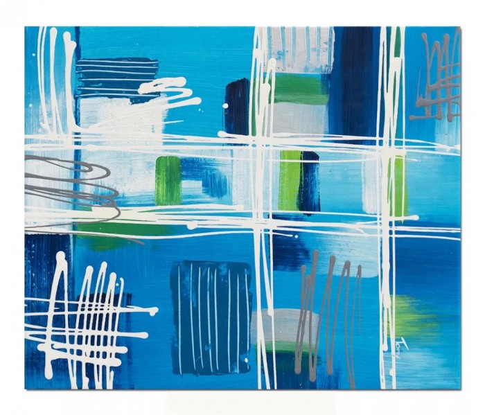 Tablou abstract pictat manual, Fantezie 3, 60x50cm ulei pe panza in relief efect 3D, gata de agatat pe perete