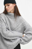 Medicine pulover femei, culoarea gri, cu guler