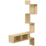 Raft de depozitare HOMCOM MDF cu rafturi deschise pentru sufragerie si dormitor, 80x20x128,5 cm, de culoare stejar
