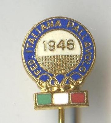 Insigna Olimpica Olimpiada - COMITETUL OLIMPIC cercuri olimpice - Italia 1946 foto