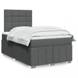 Cumpara ieftin Gossi pat box spring cu saltea, gri inchis, 120x190 cm, textil