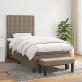 VidaXL Pat box spring cu saltea, gri taupe, 80x200 cm, textil